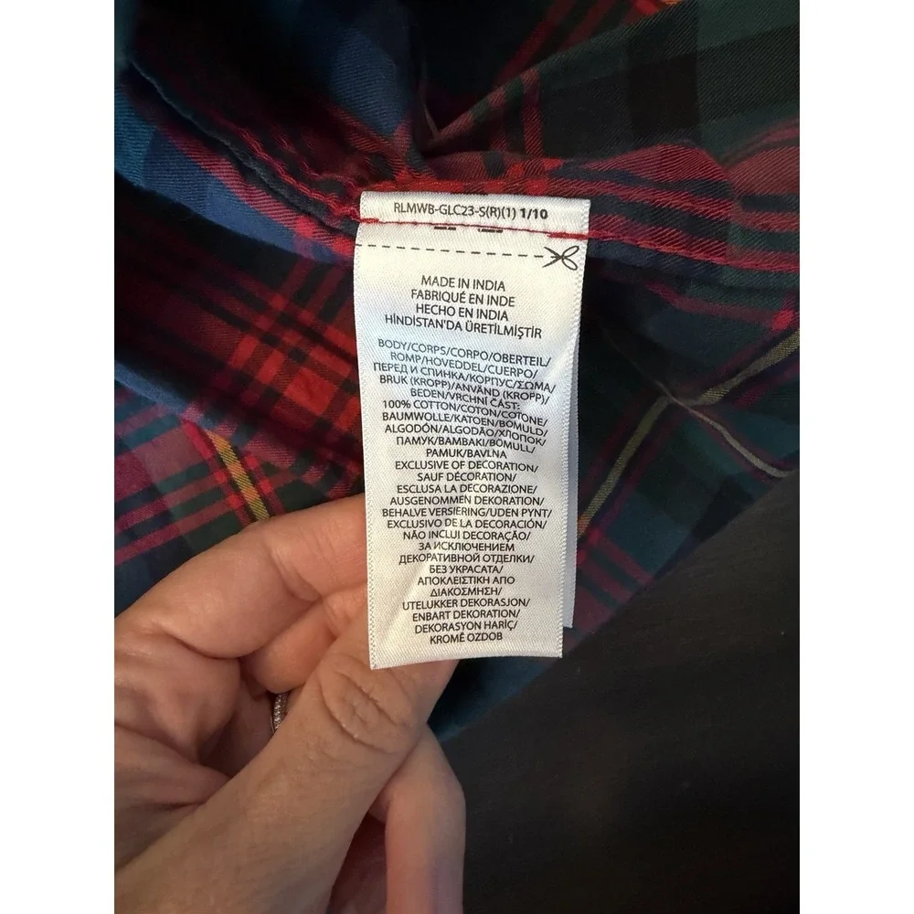 Ralph Lauren 24M Baby Girls Holiday Plaid Cotton Twill Shirt Dress W/bloom  Euc